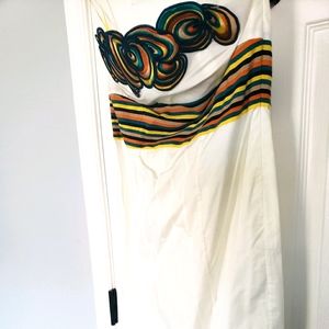 Strapless Embroidered Cotton Dress